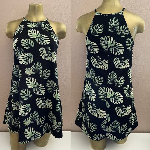 FOREVER 21 Pretty PALM LEAF Print Sun DRESS Small - Picture 2 of 15